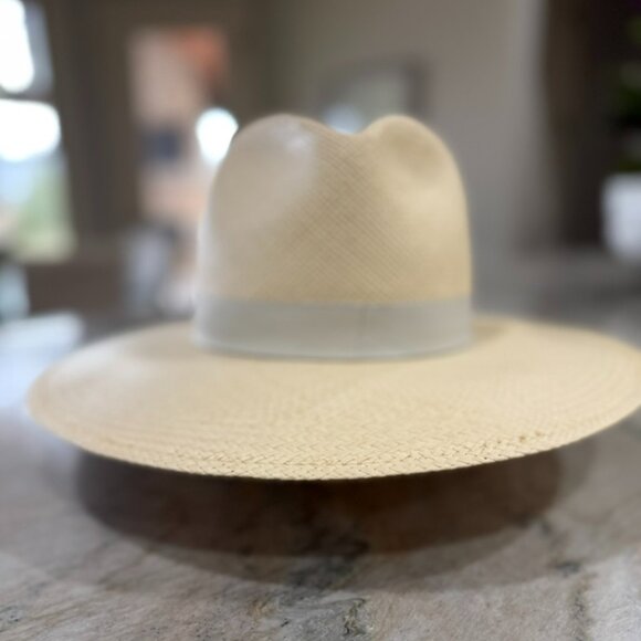 Janessa Leone Aisley White Straw Beach Hat, Size Small main image 8